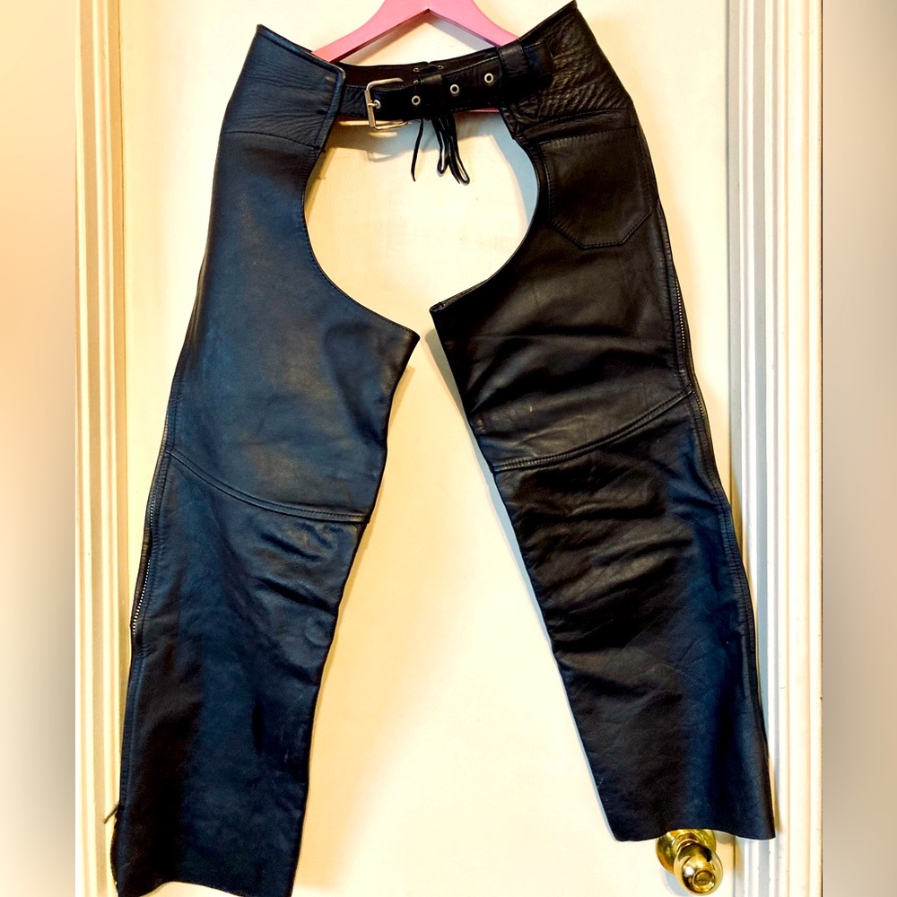 Women’s Genuine Leather Black Riding Chaps - Size Small